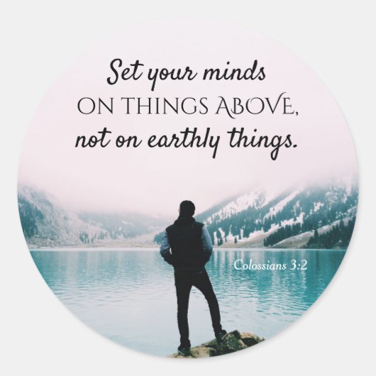 Colossians 3:2 ronde sticker (Voorkant)