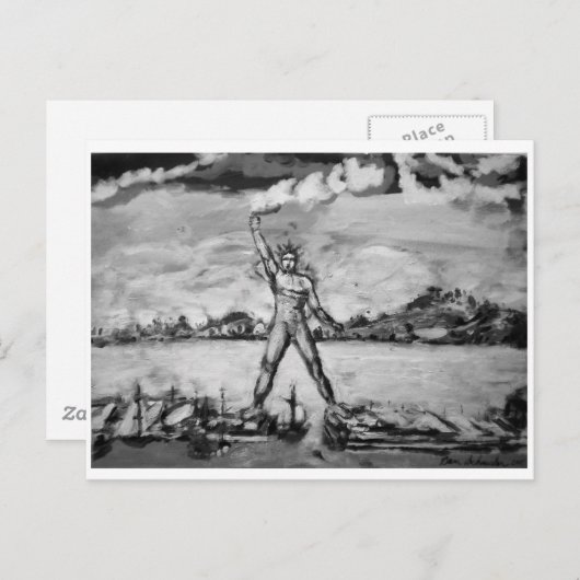 Colossus of Rhodes Black and White Briefkaart (Voorkant / Achterkant)