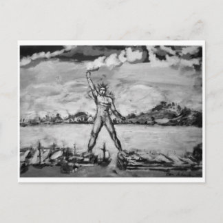 Colossus of Rhodes Black and White Briefkaart