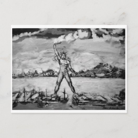 Colossus of Rhodes Black and White Briefkaart (Voorkant)