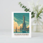 Colossus of Rhodes Seven Wonders of the World Art Briefkaart (Staand voorkant)