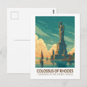 Colossus of Rhodes Seven Wonders of the World Art Briefkaart (Voorkant / Achterkant)