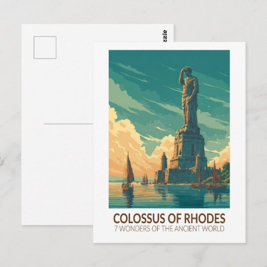 Colossus of Rhodes Seven Wonders of the World Art Briefkaart (Voorkant / Achterkant)