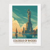 Colossus of Rhodes Seven Wonders of the World Art Briefkaart (Voorkant)