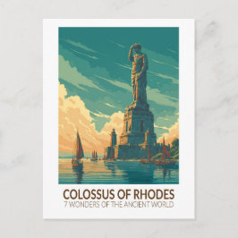 Colossus of Rhodes Seven Wonders of the World Art Briefkaart