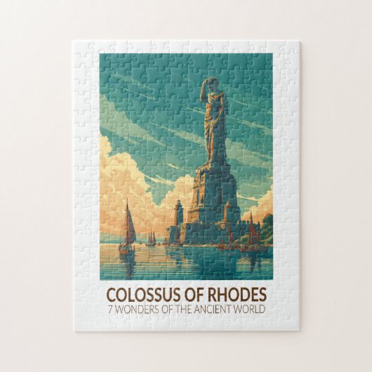 Colossus of Rhodes Seven Wonders of the World Art Legpuzzel (Verticaal)