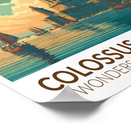 Colossus of Rhodes Seven Wonders of the World Art Poster (Hoek)