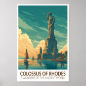 Colossus of Rhodes Seven Wonders of the World Art Poster (Voorkant)