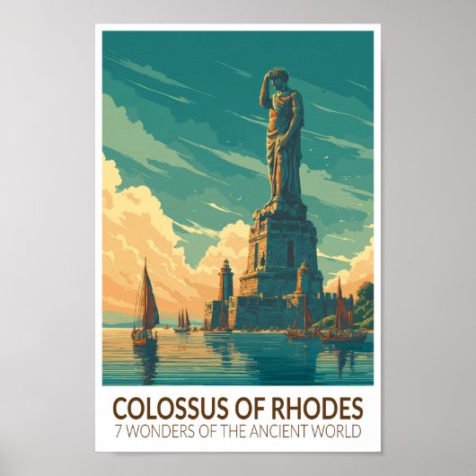 Colossus of Rhodes Seven Wonders of the World Art Poster (Voorkant)
