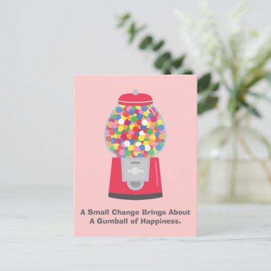 Colouful Gumball Machine Pun Quote on Change Briefkaart (Staand voorkant)