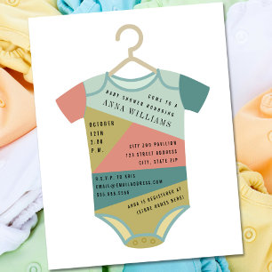 Colour Block Bodysuit neutraal Baby shower Kaart