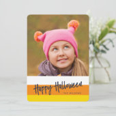 Colour Block Candy Corn Happy Halloween Foto Kaart (Staand voorkant)