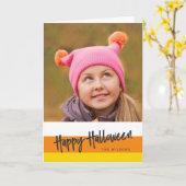 Colour Block Candy Corn Happy Halloween Foto Kaart (Gele Bloem)