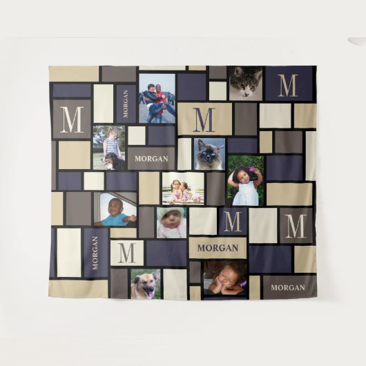 Colour Block Coastal Calm Chic Monogram 10 Foto Wandkleed (Voorkant (horizontaal))