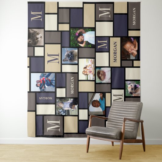 Colour Block Coastal Calm Chic Monogram 10 Foto Wandkleed (In situ)