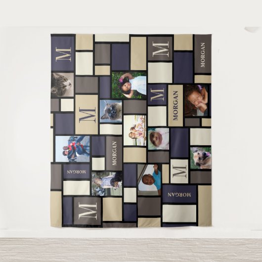 Colour Block Coastal Calm Chic Monogram 10 Foto Wandkleed (Voorkant)