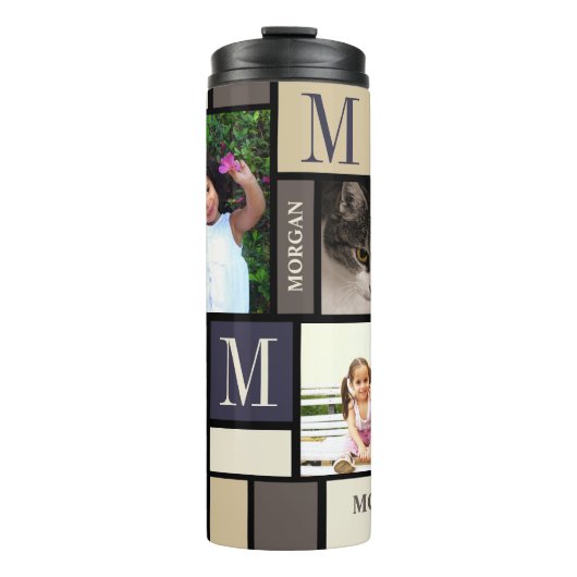 Colour Block Coastal Monogram 4 Foto Thermosbeker (Voorkant)