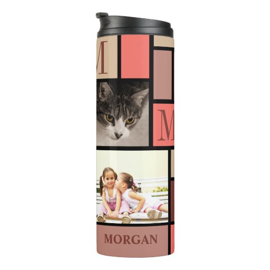 Colour Block Coral Monogram 4 Foto Thermosbeker (Geroteerd rechts)