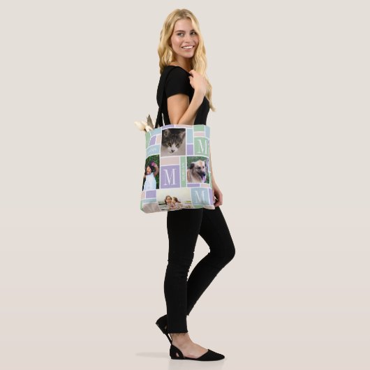 Colour Block Fun Pastels Chic Trendy 8 Foto Tote Bag (Op model)
