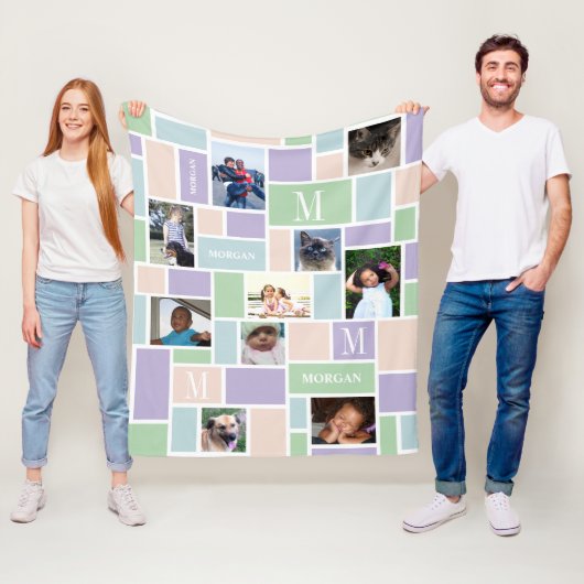Colour Block Fun Pastels Modern Chic 10 Foto Fleece Deken (In situ)