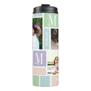 Colour Block Fun Pastels Monogram 4 Foto Thermosbeker