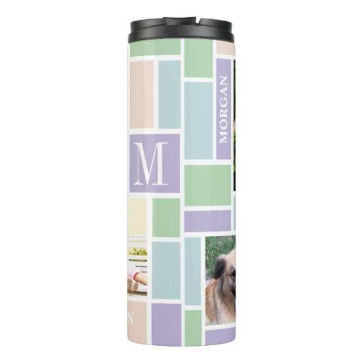 Colour Block Fun Pastels Monogram 4 Foto Thermosbeker (Achterkant)