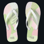 Colour Block Wedding Mr Groom Spring ID740 Teenslippers<br><div class="desc">Het abstracte kleurenblokkeren in een vrolijk kleurenpalet van roze en lentegroen van het roos verstrekt een opvallende achtergrond voor de stukken in deze hedendaagse trouwreeks. De teenslippers voor de groep hier getoond hebben de facultatieve tekst "MR."in een gewaagde moderne doopvontstijl. Eenvoudig aan te passen voor dagelijks gebruik door een naam...</div>