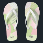 Colour Block Wedding Mr Groom Spring ID740 Teenslippers<br><div class="desc">Het abstracte kleurenblokkeren in een vrolijk kleurenpalet van roze en lentegroen van het roos verstrekt een opvallende achtergrond voor de stukken in deze hedendaagse trouwreeks. De teenslippers voor de groep hier getoond hebben de facultatieve tekst "MR."in een gewaagde moderne doopvontstijl. Eenvoudig aan te passen voor dagelijks gebruik door een naam...</div>