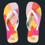 Colour Block Wedding Mr Groom Summer ID740 Teenslippers<br><div class="desc">Abstracte kleurenblokkering in een vet kleurenpalet van warm roze, tangerine sinaasappel en goudgeel zorgt voor een opvallende achtergrond voor de stukken in deze eigentijdse bruidssuite. De teenslippers voor de hier getoonde bruidegom hebben de optionele tekst 'MR' in een gewaagde, moderne letterstijl. Gemakkelijk aan te passen voor dagelijks gebruik door een...</div>