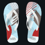 Colour Block Wedding Mrs Bride Winter ID740 Teenslippers<br><div class="desc">Het abstracte kleurenblokkeren in een vrolijk winterkleurenpalet van blues en baksteenrood verstrekt een opvallende achtergrond voor de stukken in deze hedendaagse trouwsuite. De hier getoonde teenslippers voor de bruid hebben de facultatieve tekst "MRS."in een gewaagde moderne doopvontstijl. Eenvoudig aan te passen voor dagelijks gebruik door een naam of een monogram...</div>