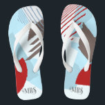 Colour Block Wedding Mrs Bride Winter ID740 Teenslippers<br><div class="desc">Het abstracte kleurenblokkeren in een vrolijk winterkleurenpalet van blues en baksteenrood verstrekt een opvallende achtergrond voor de stukken in deze hedendaagse trouwsuite. De hier getoonde teenslippers voor de bruid hebben de facultatieve tekst "MRS."in een gewaagde moderne doopvontstijl. Eenvoudig aan te passen voor dagelijks gebruik door een naam of een monogram...</div>