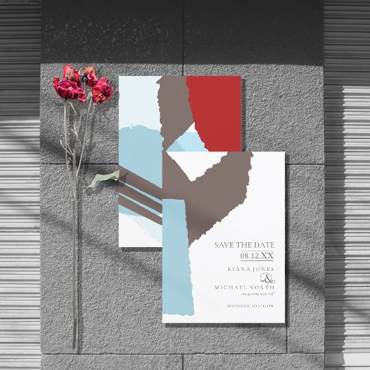 Colour Block Wedding Winter ID740 Save The Date
