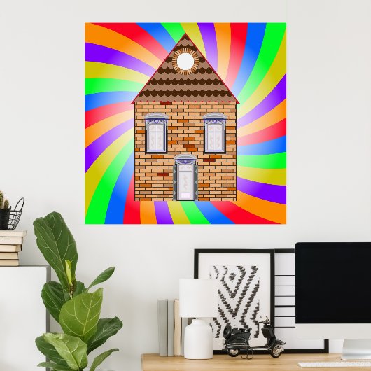 Colour Brick House Poster (Thuiskantoor)