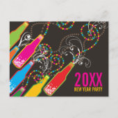 Colour Bubble Bottles nieuwjaarsfeestdag Uitnodiging Briefkaart (Voorkant)