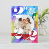 Colour Burst Happy Nieuwjaar Aangepaste 2022-fotok Kaart (Staand voorkant)
