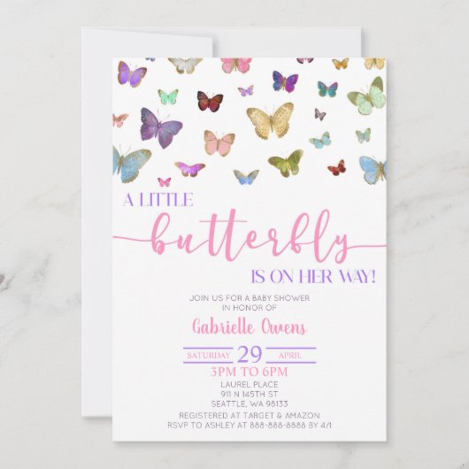 Colour Butterfly Baby shower Kaart (Voorkant)