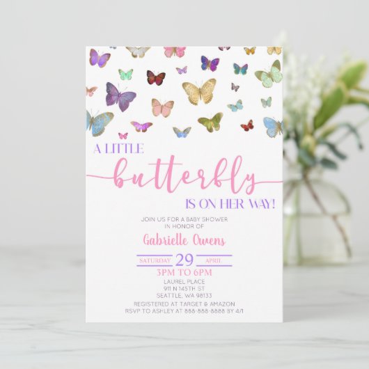 Colour Butterfly Baby shower Kaart (Staand voorkant)