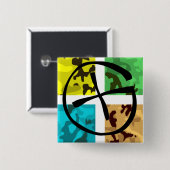 Colour Camo Geocaching Logo Vierkante Button 5,1 Cm (Voorkant /achterkant)