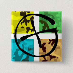 Colour Camo Geocaching Logo Vierkante Button 5,1 Cm