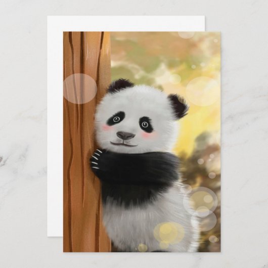 Colour Cartoon Panda | Funny Cute Gift Aankondiging (Voorkant / Achterkant)