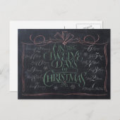 Colour Chalkboard Lettering 12 kerstdagen Feestdagenkaart (Voorkant / Achterkant)