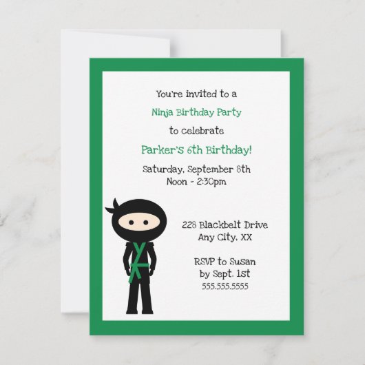 Colour Change Ninja Birthday party Uitnodiging (Voorkant)