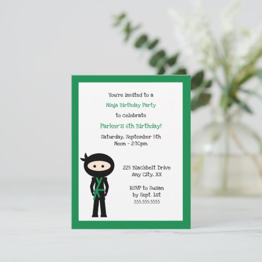 Colour Change Ninja Birthday party Uitnodiging (Staand voorkant)