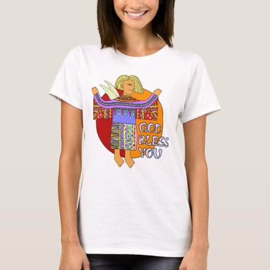 Colour Clip Art Angel - God zegene je T-shirt (Voorkant)