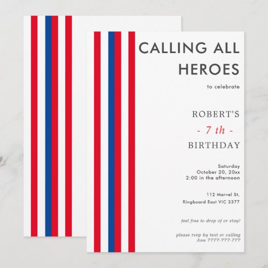 Colour Comics Geïnspireerd SuperHero Birthday Part Kaart (Voorkant / Achterkant)