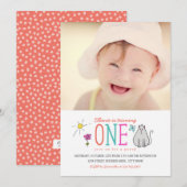 Colour Doodles 1st Birthday Party Invite | KAT Kaart (Voorkant / Achterkant)