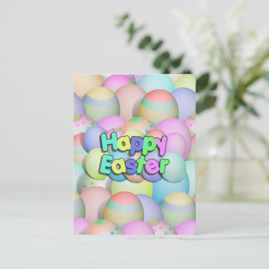 Colour Easter Eggs - Happy Easter Feestdagenkaart (Staand voorkant)