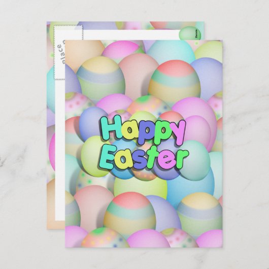 Colour Easter Eggs - Happy Easter Feestdagenkaart (Voorkant / Achterkant)