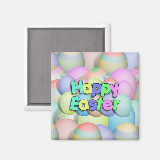 Colour Easter Eggs - Happy Easter Magneet (Voorkant / Achterkant)
