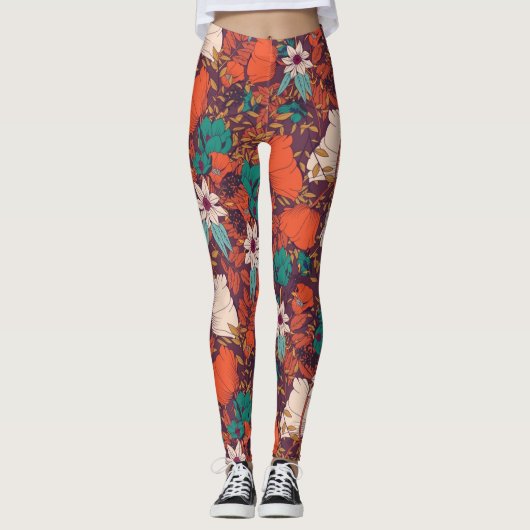 Colour Flowers Patroon Leggings (Voorkant)